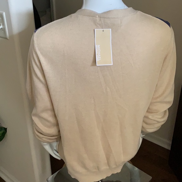 Michael Kors Argyle Cotton Blend Button Cardigan - Size M - Picture 6 of 7